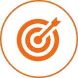 Orange target icon with arrow in center.